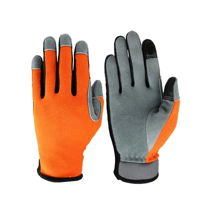Ozero Split Deerskin Leather Other Sports Workout Bike Gloves Ful Finger Touch Screen Women