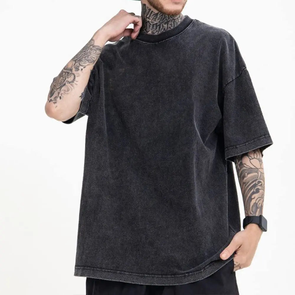 OEM Luxury 100% Cotton Unisex Drop Shoulder T-shirts Hip Hop Streetwear Black Oversized Custom Men t Shirt