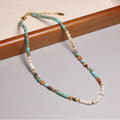 Bohemian Blue Turquoise Beaded Choker Necklace for Women Men Natural Freshwater Pearl Charm Healing Stone Energy Jewelry Gift