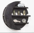 Wall Mounted Display Natural Wooden Crescent Half Moon Shelf for Crystal