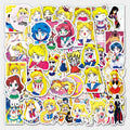 51Pcs Cute Sailor Moon Cartoon Girl Graffiti Stickers for Refrigerator Bottle Japanese Anime Girl Sticker