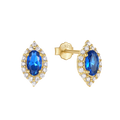 Fashion Minimalist Jewelry 925 Sterling Silver Marquise Eye Shape Diamond Zircon Gold Plated Stud Earrings for Women