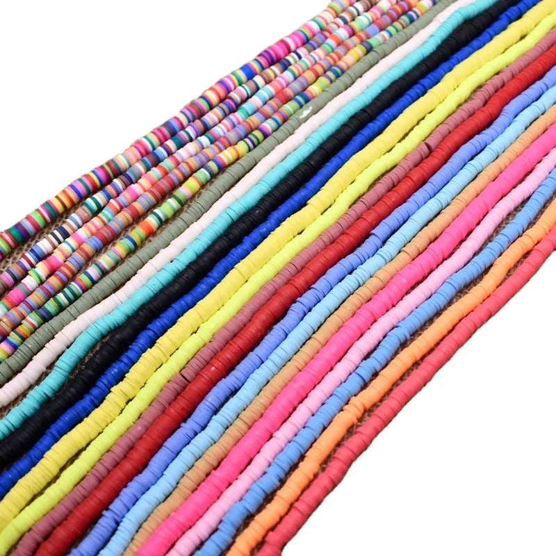 1x5mm Colorful Polymer Clay Disc Spacer Beads Round Shape Soft Clay Beads Hot Sell Ready to Ship Jewelry DIY  15"