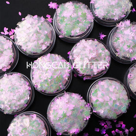 New Pastel Matte Color Shift Glitter Polyester Shapes Glitter for Christmas Nail Art Crafts Hollow Heart Moon Petal