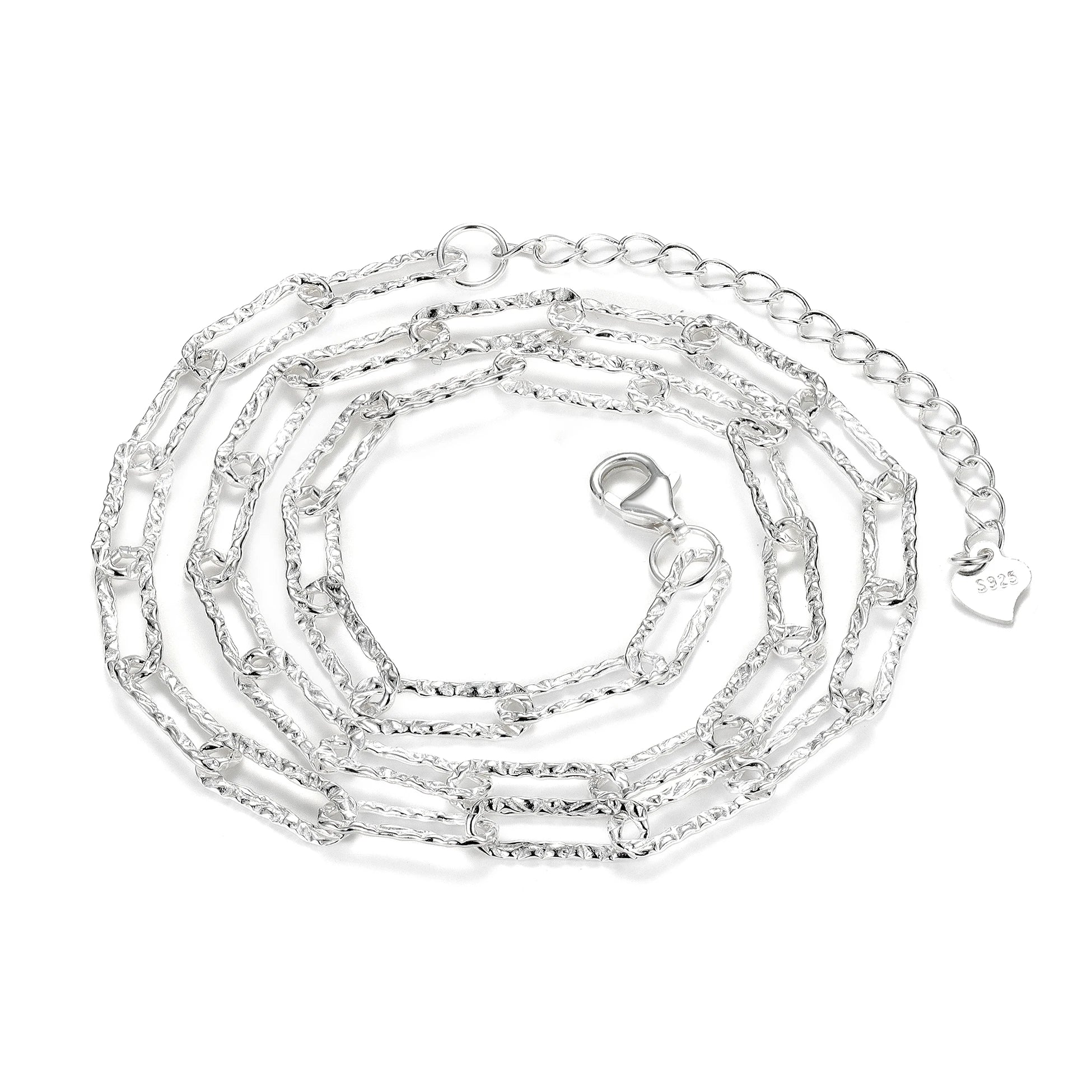 Paperclip Chain 925 Sterling Silver Bling Flash Choker Textured Chain Necklace Bracelet for Women Fine Jewelry Wholesale