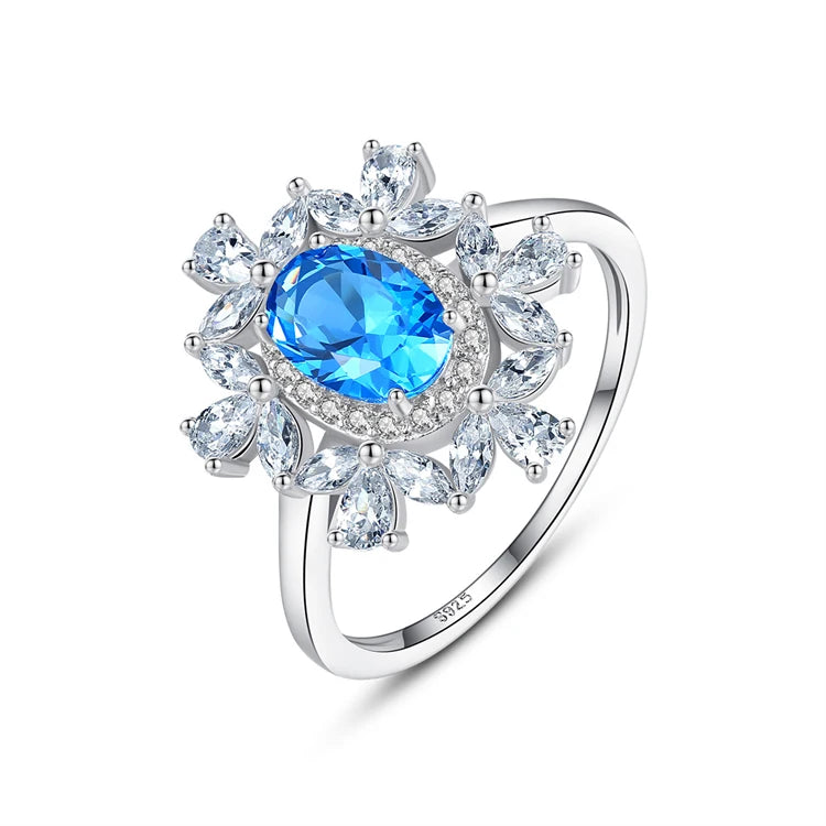 Elegant Fine Jewelry 925 Sterling Silver Gemstone Rings Fashion Exquisite Zircon Stones Rings for Women