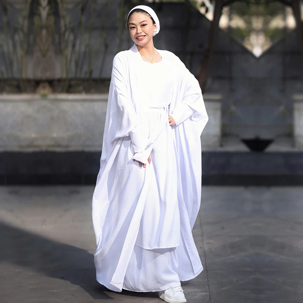 2023 Loriya Islamic Modest Abaya Sets Fashion Dubai Plus Size Abaya Set Turkish Closed Abaya Sets Islamic Clothing Wholesale
