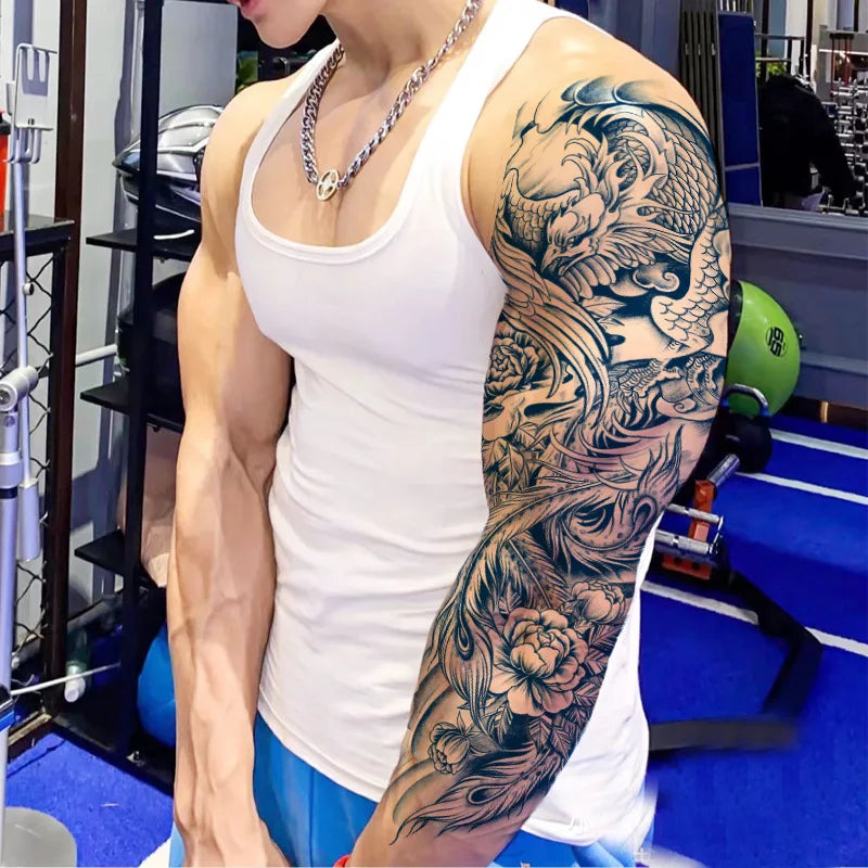 Men's Cool Temporary Arm Tattoo Designs Semi-Permanent Tattoo Sleeves Pictures