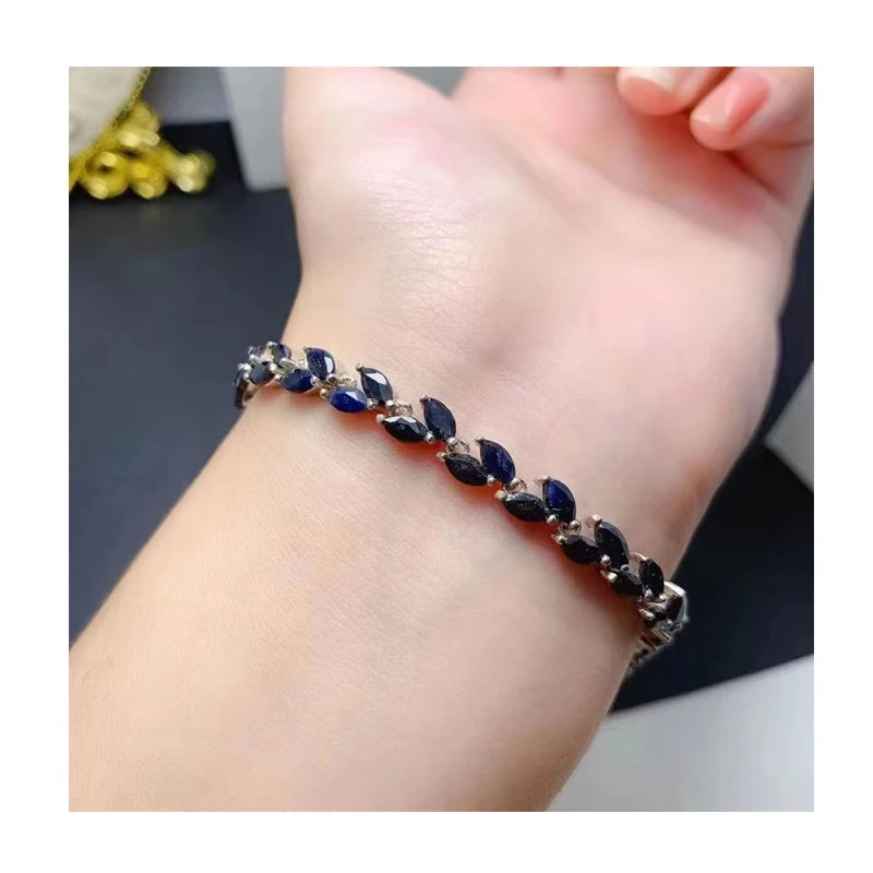 Hot Selling 925 Sterling Silver Bracelets for Women Natural Sapphire Fashion Jewellery Rhodium Gold Classic for Gifts Parties