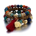 3pcs Bead Bracelets Women Bracelet Set Butterfly Charms Tassel Bracelet Gift Sets for Women 2023