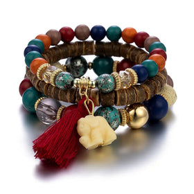 3pcs Bead Bracelets Women Bracelet Set Butterfly Charms Tassel Bracelet Gift Sets for Women 2023