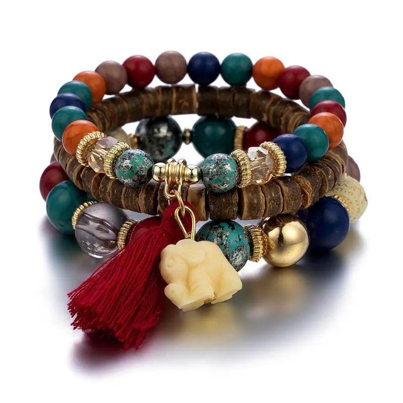 3pcs Bead Bracelets Women Bracelet Set Butterfly Charms Tassel Bracelet Gift Sets for Women 2023