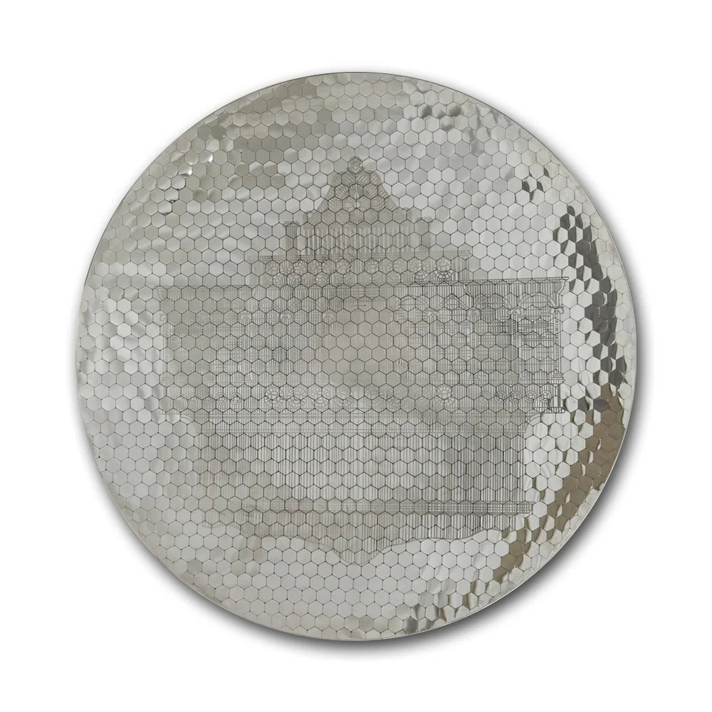Polished Silver-colored Metal Wall Decor Large Geometric Mosaic Stainless Steel Metal Wall Sculpture MegaBDM