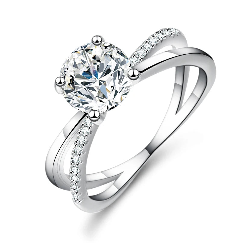 Fine Fashion Jewelry Diamond Eternal Moissanite S925 Sterling Silver Wedding Engagement Women's Wedding Rings White Gold Rings