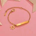 Custom Lettering Blank Plate Bracelet Crown Star Heart Charm Gold Silver Color Stainless Steel Chain Statement Bracelet