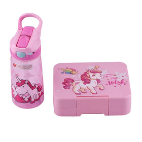 GAS School Unicorn Lunch Bag Bento Box Set Kids Newborn Custom Logo Easy Clean Microwavable Pink Blue Tritan+PP+ABS Single Tier