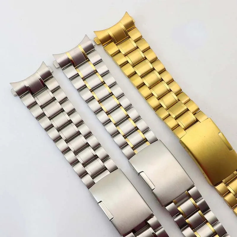 Popular Style 5 Beads Changeable Solid Metal Stainless Steel Watch Band Good Quality Watch Bracelet With Deployment Buckle