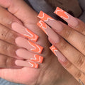 High Quality Full Cover Acrylic Diamond Orange Ripple Private Label Press on Nails