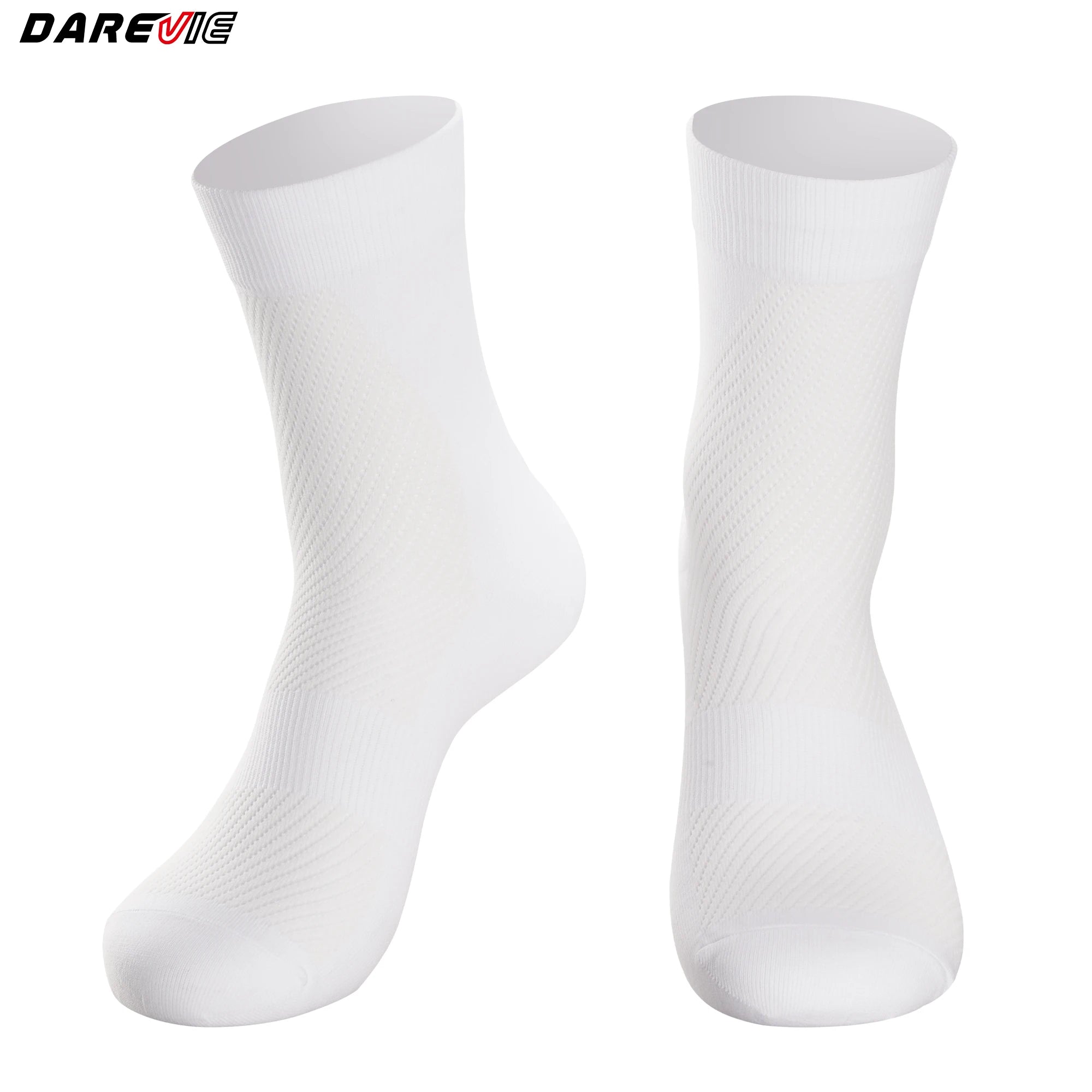 Darevie Manufacturer Custom Mens Cycling Socks Breathability White Black Knitted Cycling Socks