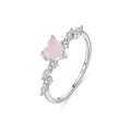 Romantic 925 Sterling Silver Rhodium 14K Gold Plated pink Heart baguette CZ Channel Set Stackable Engagement Anniversary Ring