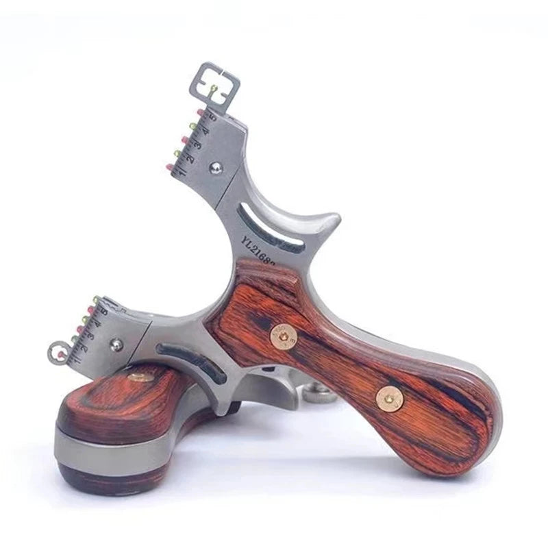 High Quality Stainless Steel Solid Wood Handle Slingshot Powerful Flat Leather for Outdoor Game Hunting Shooting Sports Toys