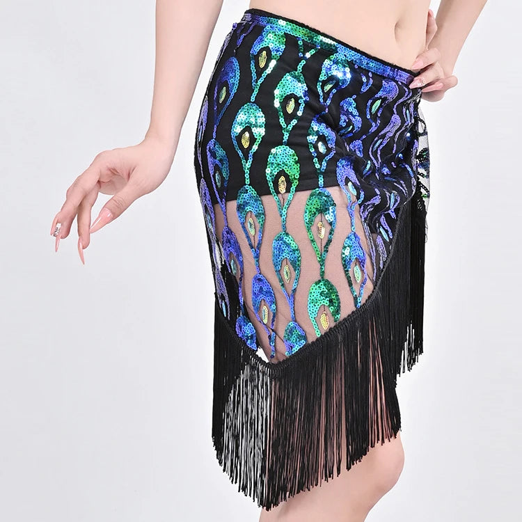 Fashionable Bohemian Style  Hand Woven Fringe Colorful Sequin Wrapped Waist Scarf Chain for Belly Dance Hip Scarf