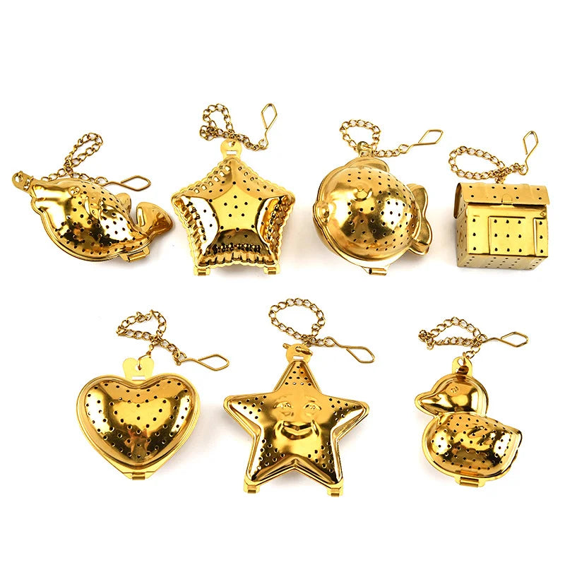 Coaster Souvenir Gift Gold Starfish Shape Reusable Metal Teabag Tea Infuser Balls