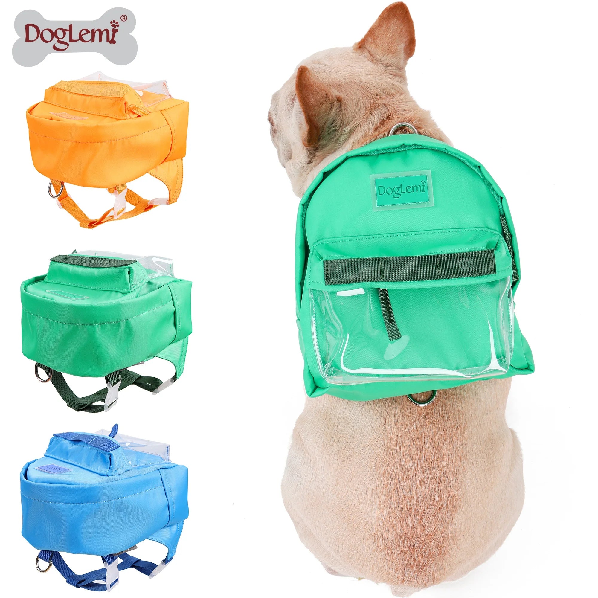Pet carrier bag Dog harness no pull Dog Backpack Harness With Leash Dog Poop Bag Dispenser Pet Self Carrier Adjustable Travel Hiking Walking Harness Backpack