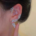 2025 Crystal 2022 Hot Selling Trendy Crystal Rhinestone Fashion Gold Leaf Wrap Single Clip Earrings for Women