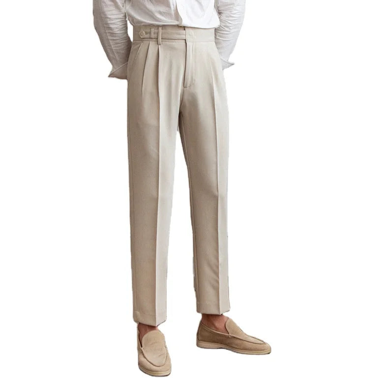 New Men's Casual Summer Lightweight Woven Anti-Wrinkle Straight High Waist Designer Niche Dress Pants