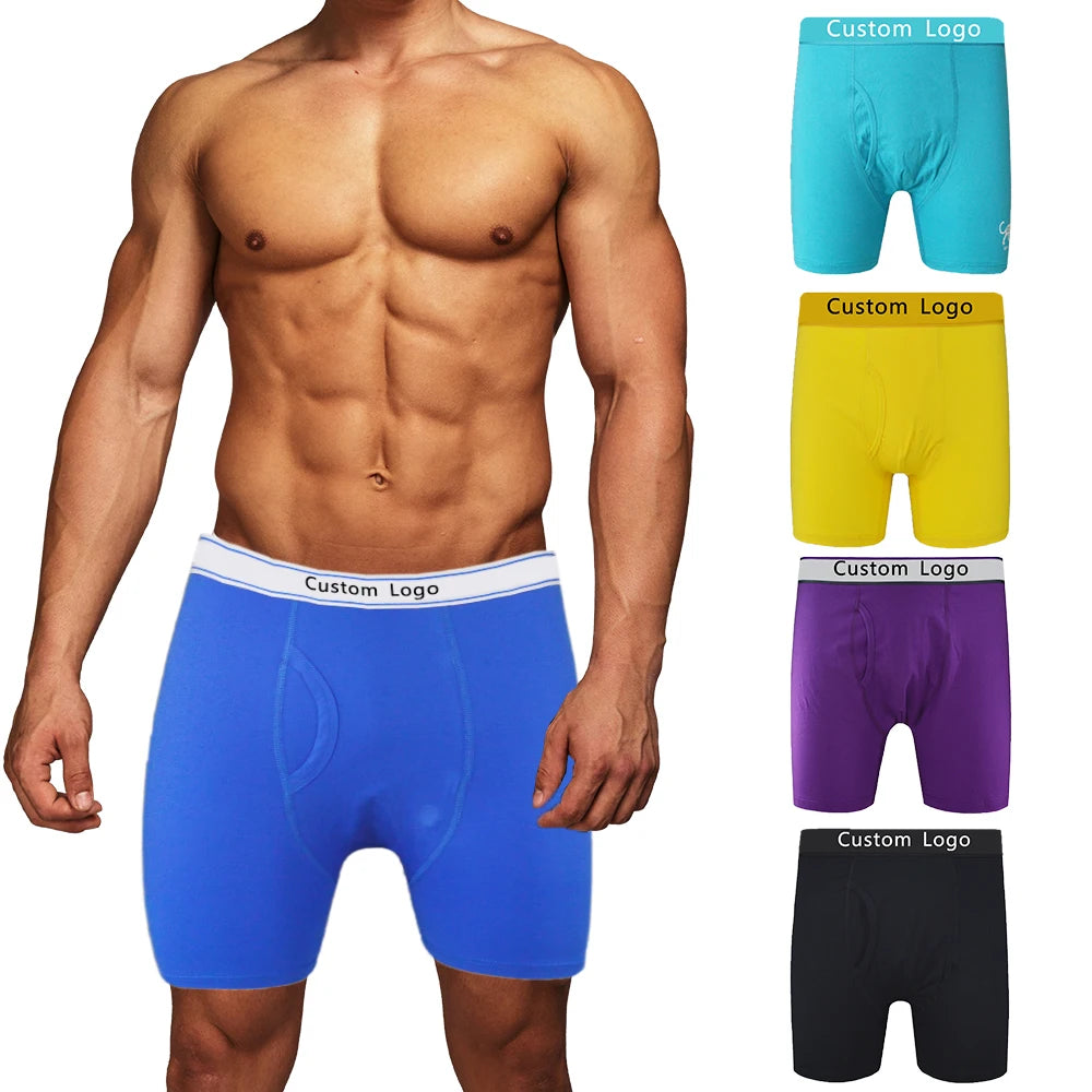 Wholesale Private Label Custom Logo Underplants for Men Plus Size 95 Cotton 5 Spandex Underwear Men Boxer Shorts Briefs