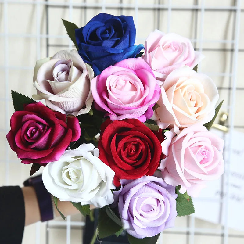 D-SR002 Wholesale Whole Sale Hot Sale Multi Color Artificial Silk Flowers Rose Bulk for Wedding Arrangement Decoration