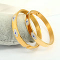 BS2037 Gold Plated Stainless Steel Crystal Pave Evil Eyes Wrist Bracelet Bangle Jewelry for Women Protective Spiritual Jewelry