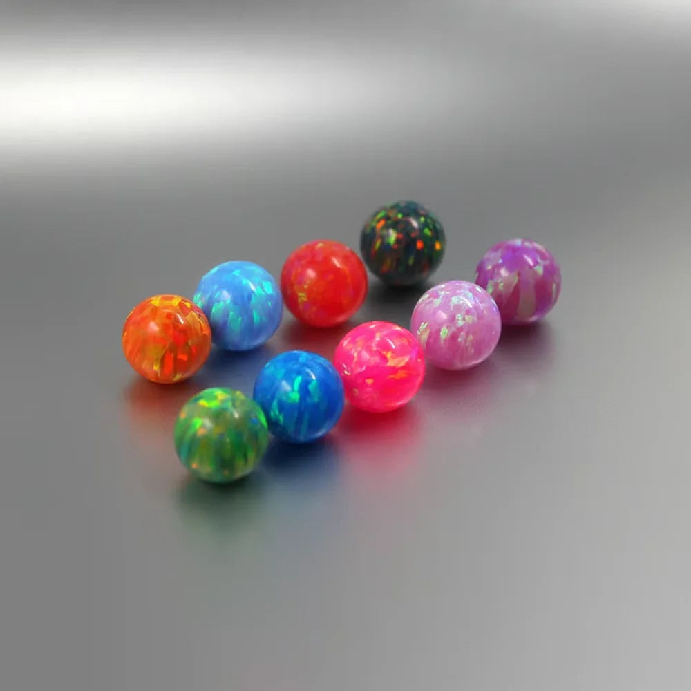 Trendy 98 Colors Loose Fire Opal Beads for Jewelry Making OP01-OP50 Full Drill Hole 2mm-7mm Synthetic Opal Ball Beads