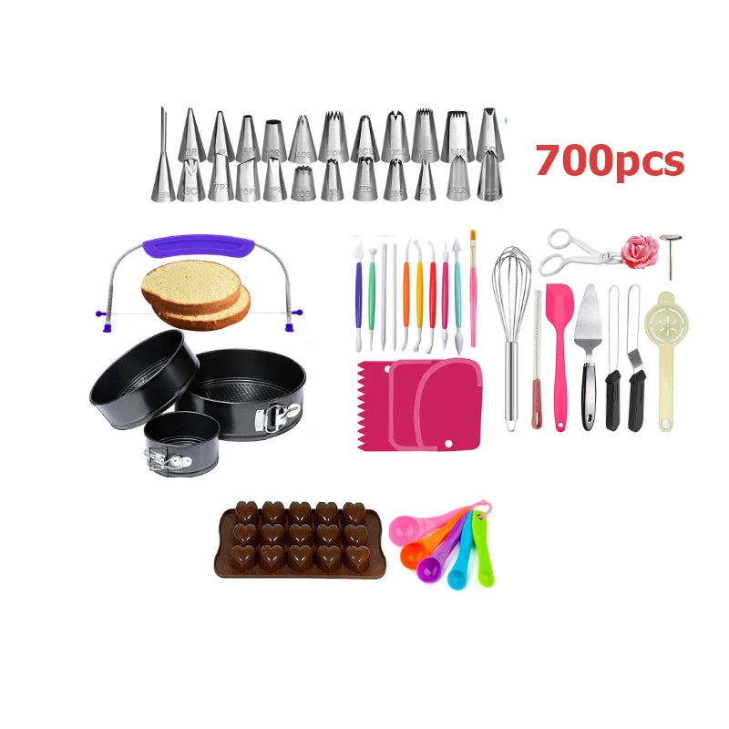 700-piece Cake Turntable Set Cake Decoration Tools Decoration Nozzle Baking Tray Fondant Cake Baking