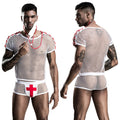 JSY Lingerie White Fishnet Tops and Shorts Sexy Cosplay Doctor Costumes for Men