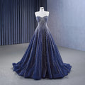 Dark Blue Dubai Fashion Ladies Bling Bling A-Line Sexy Evening Party Dark Gown for Women Wedding Party Graduation Rsm231028
