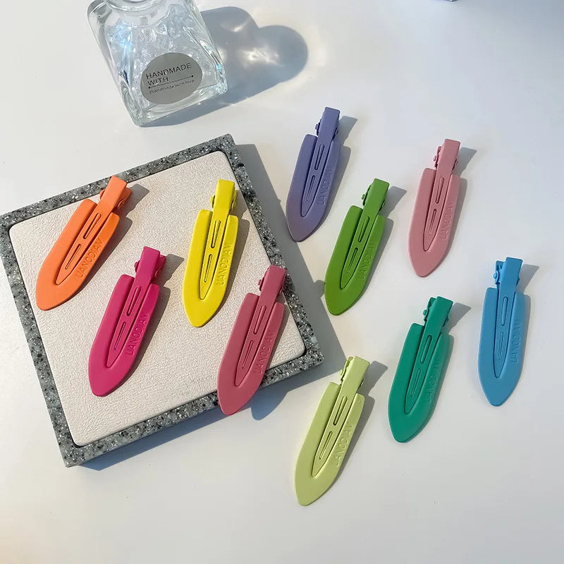 Women Girls No-Bend Metal Hair Clips Seamless Side Bangs Fix Fringe Curl Crease-Free Pin Barrette Makeup Face Accessories Alloy