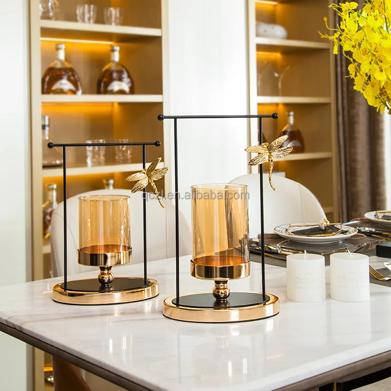 European Light Luxury Dragonfly Candlestick Romantic Candlelight Dinner Wedding Center Decoration Home Decoration