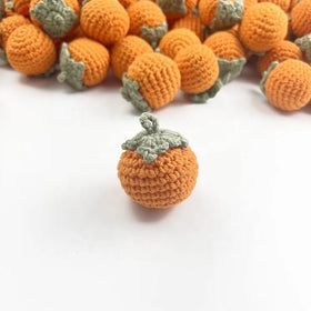 Hot Sale Persimmon Shape Diy Materials Baby Crochet Products Cartoon Key Chain Pendant Fruits Vegetables Crochet Toys