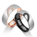 Women Men Engagement Jewelry I Love You Couple Wedding Band Ring Stainless Steel CZ Stone Anniversary Promise Ring for Men Women