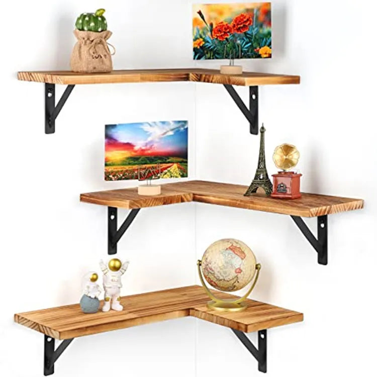Contemporary Floating Shelves Panel Style Wall Mounted Set of 4 Wooden Home Furniture Customizable Bedroom Living Room Apartment