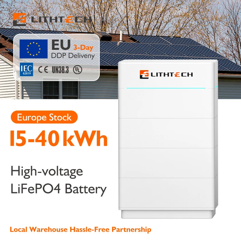 400V High Voltage Lifepo4 Battery 15kWh 40kWh HV Stacked Lithium Ion Battery for Solar Energy Storage System 51.2v 100ah