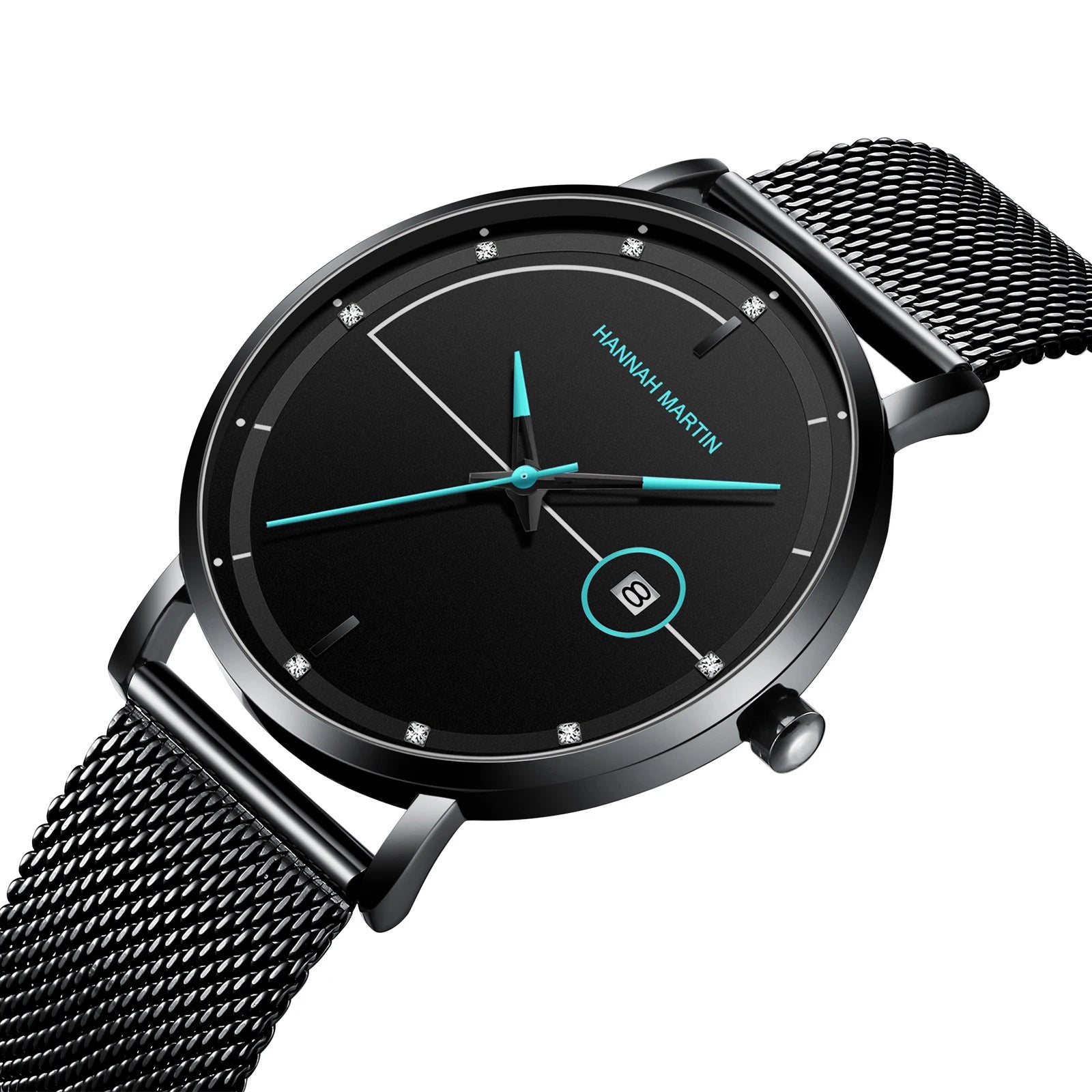 Popular Ultra Thin Waterproof 40mm 20mm Sport Antique Calendar Luxury Fashion Business Alloy Steel Mesh Band Crystal Watch Men