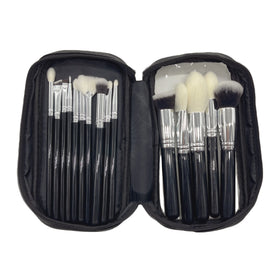 Wholesale Premium Professional Wooden Handle Make up Brushes Kabuki Foundation 15pcs Black Makeup Brush Set Custom Logo in Box