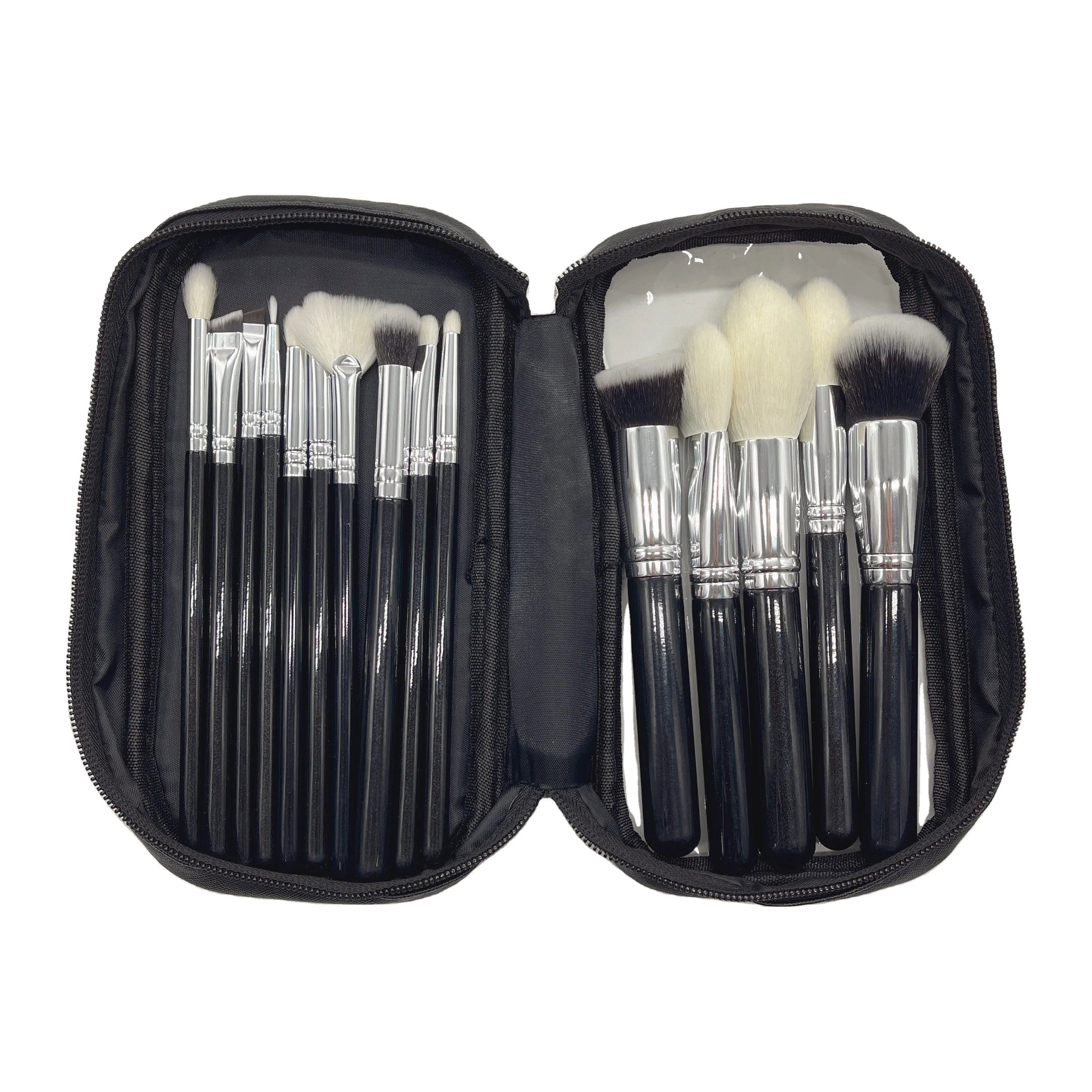 Wholesale Premium Professional Wooden Handle Make up Brushes Kabuki Foundation 15pcs Black Makeup Brush Set Custom Logo in Box