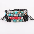 New Design Natural Stone Lava Beaded Imperial Jasper Stainless Steel Bead Macrame Bracelet Men Jewelry JBS12396