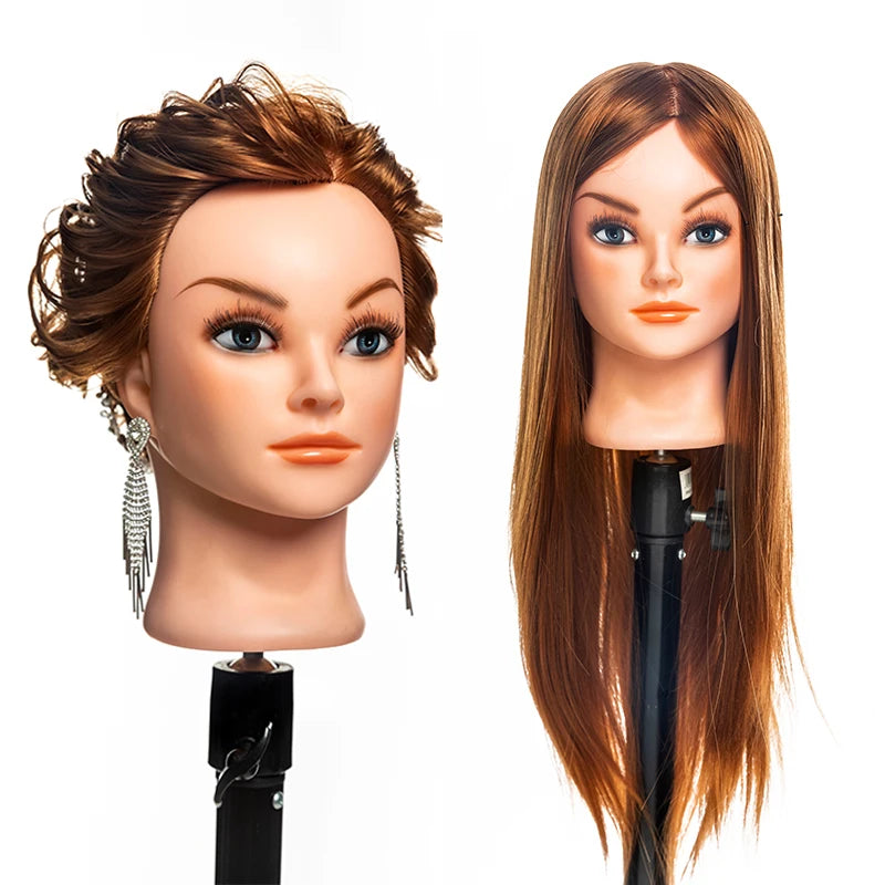 Wholesale Stock Human Hair Training Head PVC Hairstyle Design Teaching Head Mannequin Synthetic Training Heads