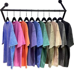 Summer 250GSM Blank Unisex Wide Neck Short Sleeve Oversized Mens Vintage Clothes Wash T Shirt Vintage T-shirt for Men