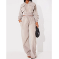 2 Piece Set Sweatpants and Cropped Zip up Cargo Jacket Hooded Hoodie Set Pants With Drawstring Trouser Jogger Suits for Women